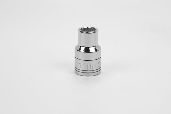 11 mm 1/2" Drive 12 Point Metric Standard Chrome Socket