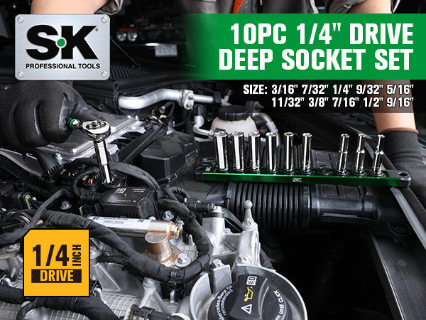 SK01344 - 1/4" Drive, 11 Piece, 6 Point, Deep, SAE Chrome Socket Set View 2