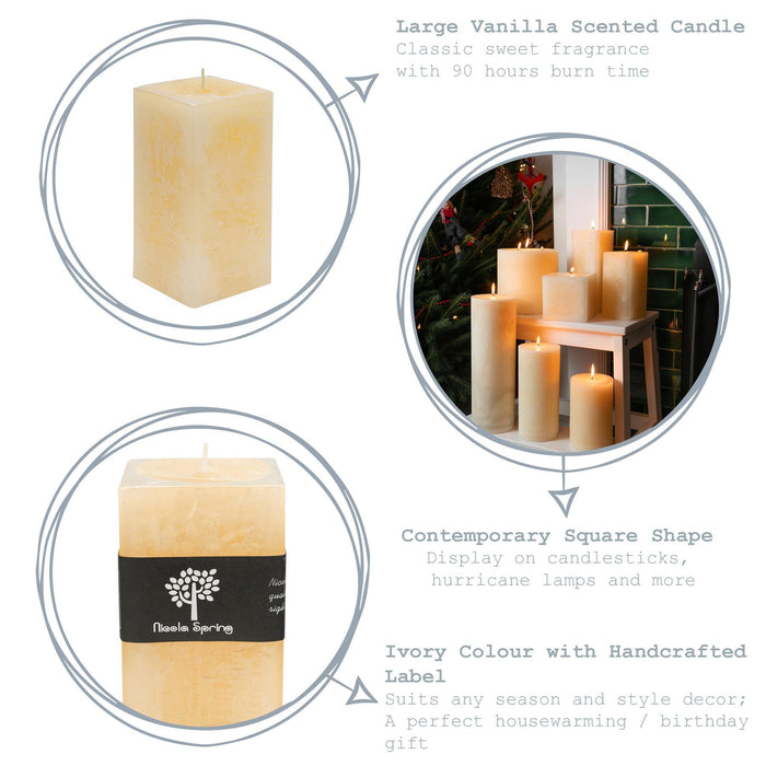 15cm Vanilla Square Pillar Candle