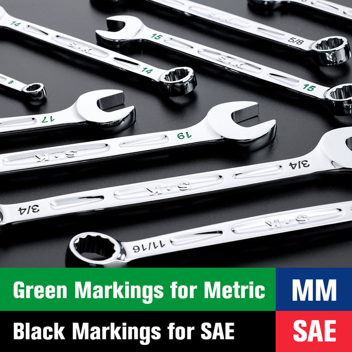 SK01368 - 16 Piece, 12 Point, SAE & Metric Chrome Combination Wrench Set View 5