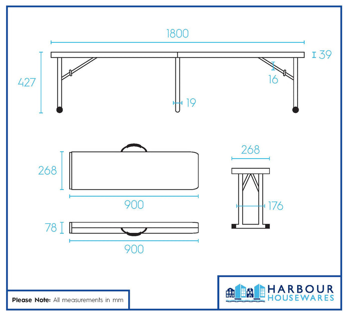 180cm (6ft) Folding Table & Bench Set