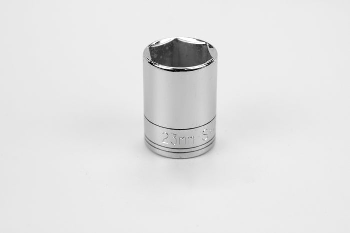 23 mm 1/2" Drive 6 Point Metric Standard Chrome Socket