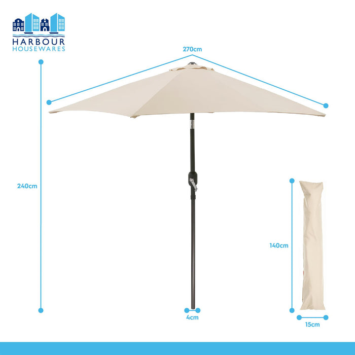 2.7M Tilting Garden Parasol - Natural