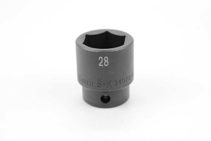 28 mm 1/2" Drive 6 Point Standard Metric Impact Socket