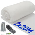 30gsm Garden Plant Frost Protection Fleece with Pegs & Plates - 2m x 20m Total (2 Rolls)