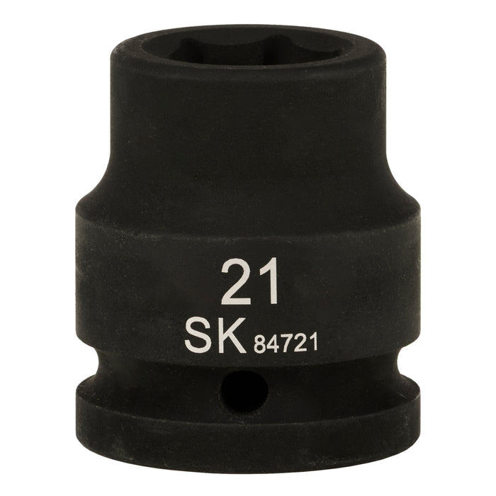SK84721 - 3/4" Drive, 6 Point, Shallow, Metric Impact Socket, 21mm