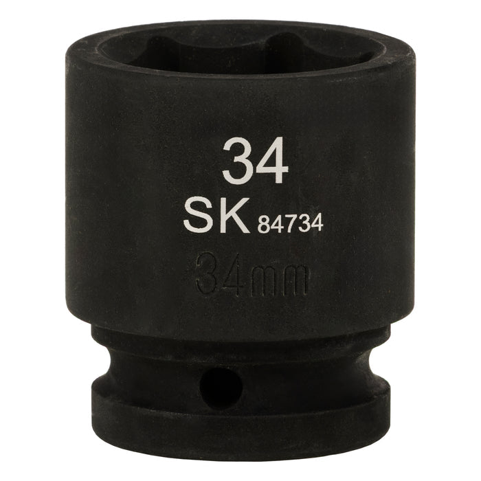 SK84734 - 3/4" Drive, 6 Point, Shallow, Metric Impact Socket, 34mm