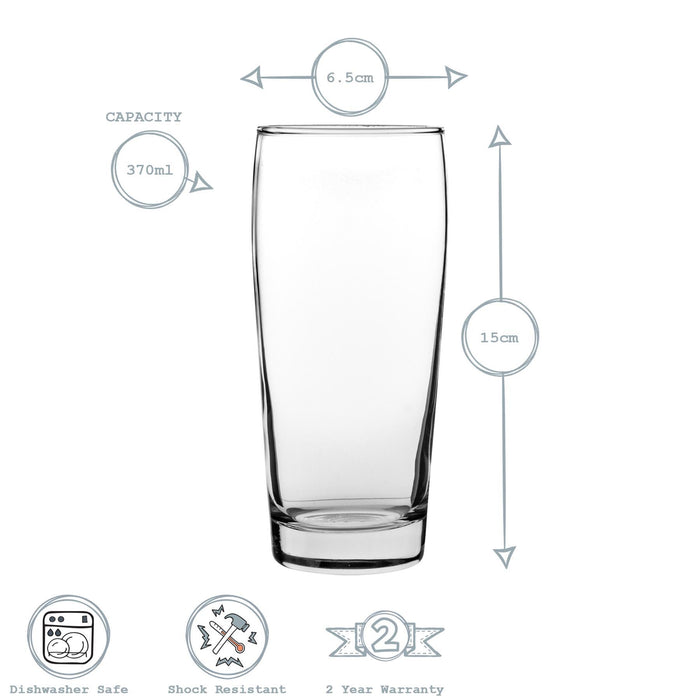 370ml Bardi Willi Becher Beer Glasses - Pack of Six