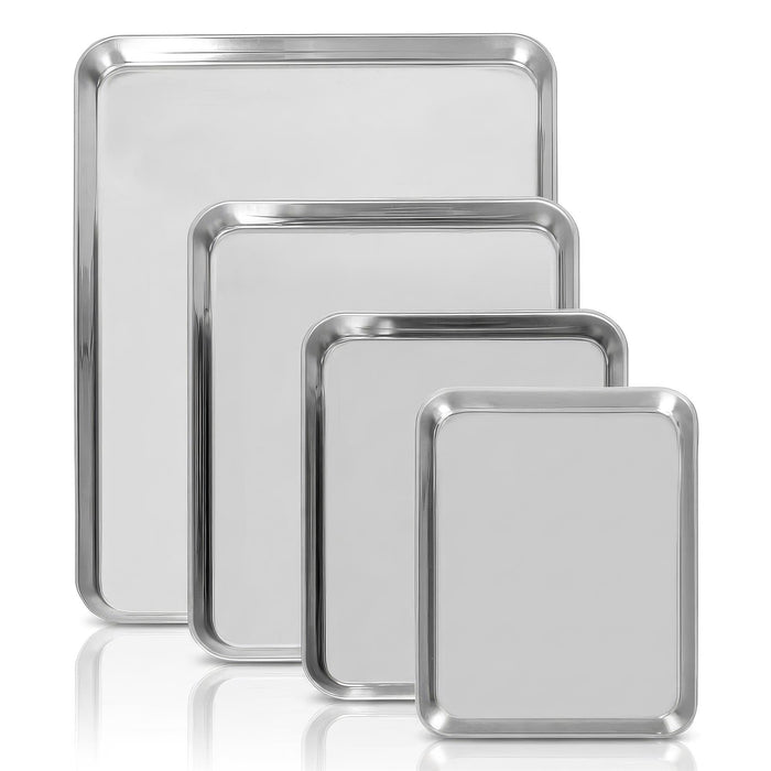 4 Piece Stainless Steel Baking Tray Set - 4 Sizes