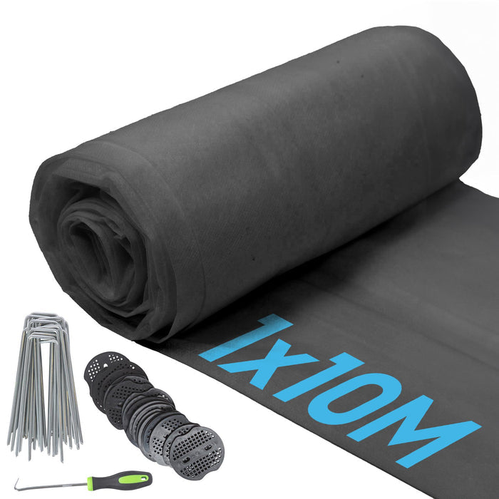 50gsm Weed Control Fabric with Pegs & Plates - 1m x 10m