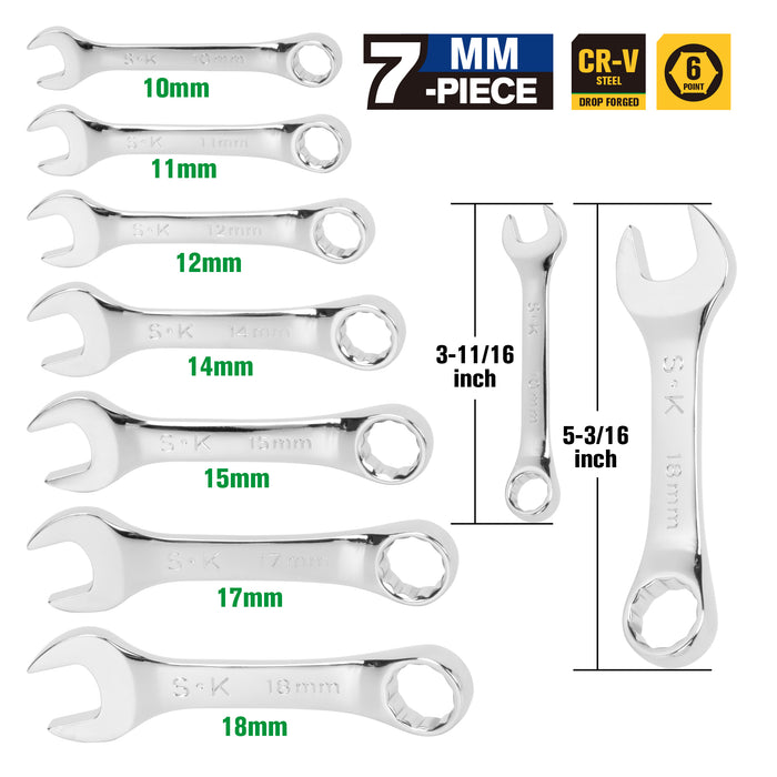 SK01490A - 7 Piece 12 Point Metric Short Combination SuperKrome Wrench Set View 2