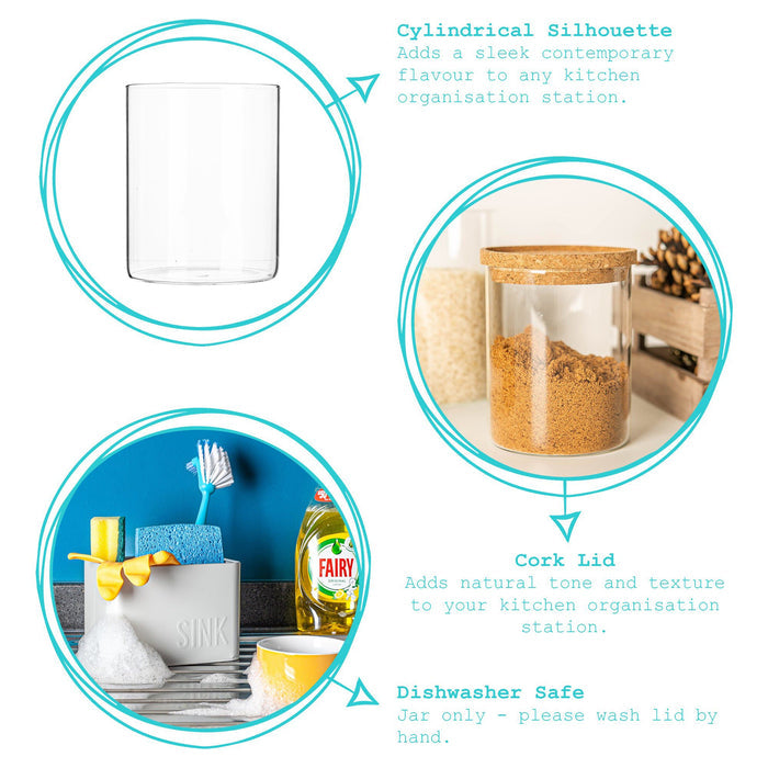 750ml Scandi Storage Jar with Cork Lid