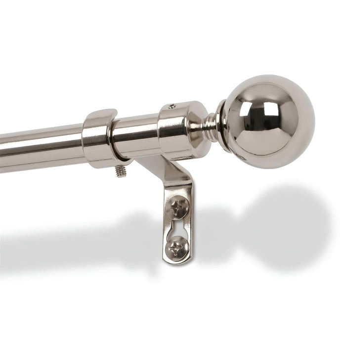 Extendable Metal Ball Curtain Pole Kit - 77 to 250cm - Brushed Nickel