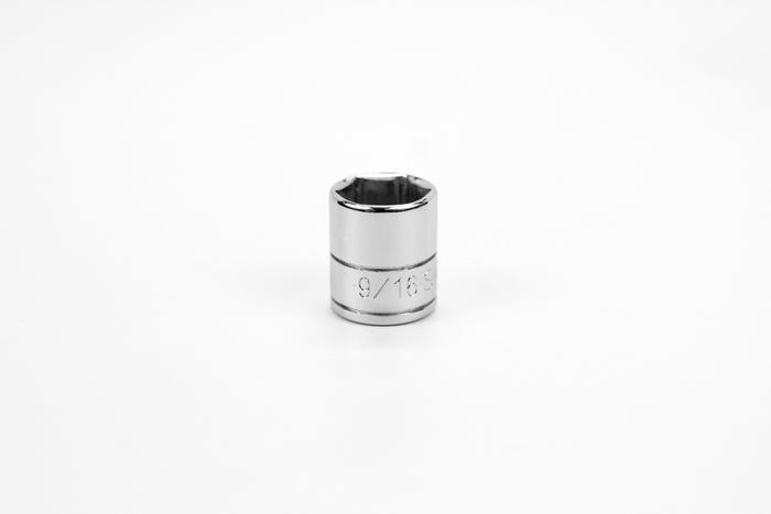 9/16" 1/4" Drive 6 Point Fractional Standard Chrome Socket