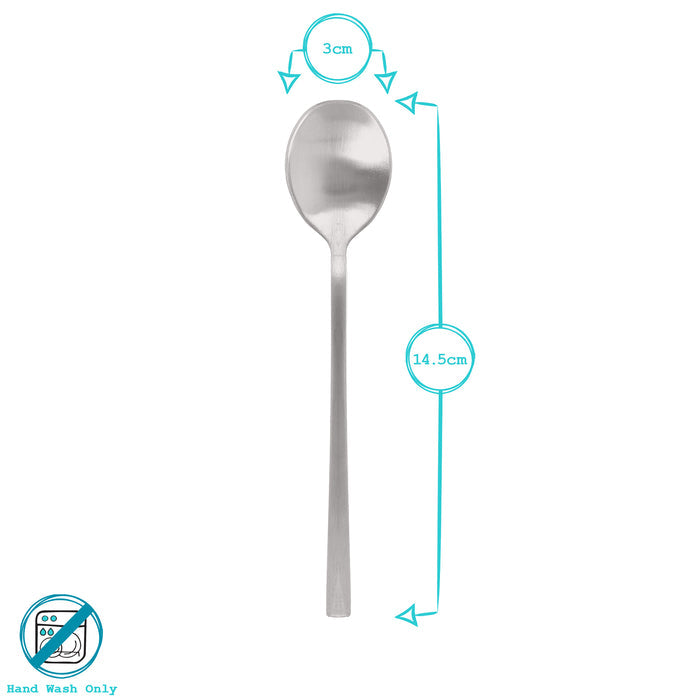 Black 14.5cm Stainless Steel Teaspoons - Pack of 4