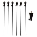 Black 1.46m Stainless Steel Cone Garden Torches - Pack of 6