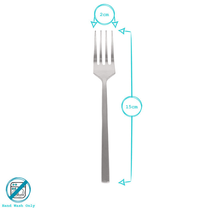 Black 15cm Stainless Steel Cake Forks - Pack of 4