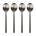 Black 20cm Stainless Steel Dessert Spoons - Pack of 4