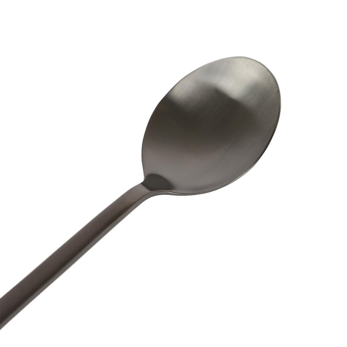 Black 20cm Stainless Steel Dessert Spoons - Pack of 4