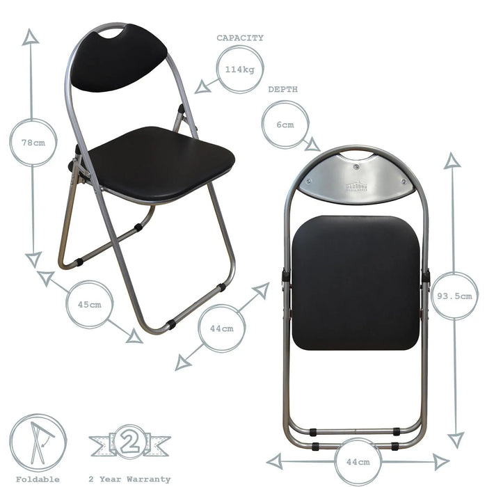 Black Curved Padded Folding Chair