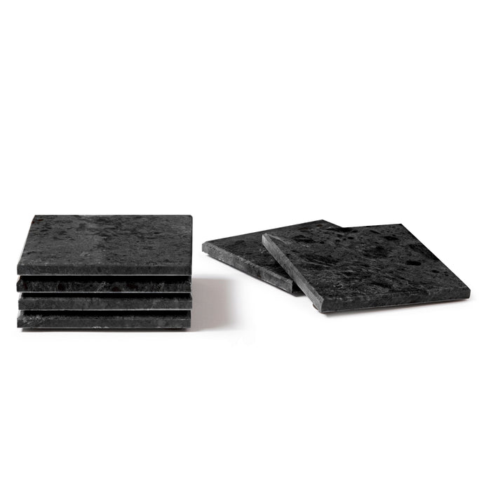 Black Square Marble Coasters - Pack of 6