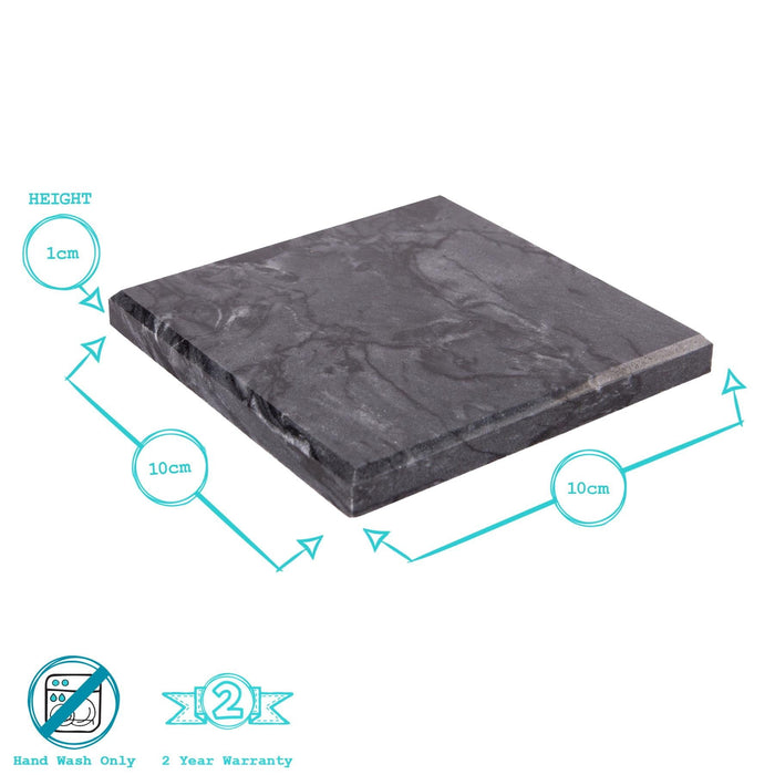 Black Square Marble Coasters - Pack of 6