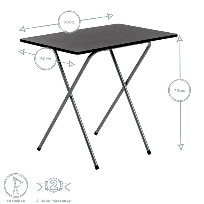 Folding Wooden Desk - Black & Silver