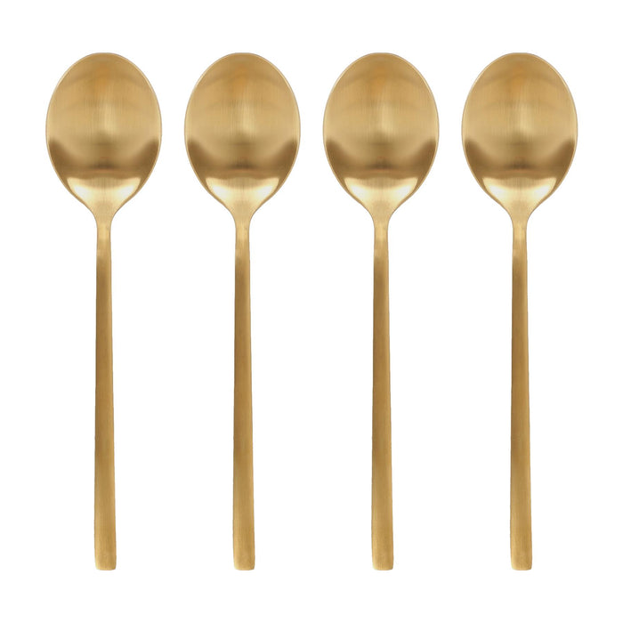 Gold 20cm Stainless Steel Dessert Spoons - Pack of 4