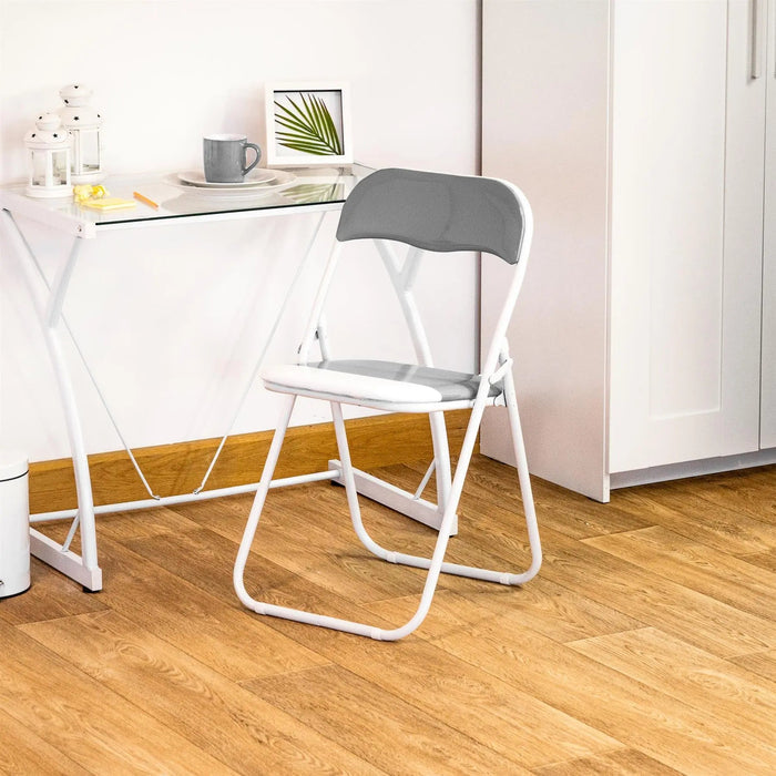 Grey Wave Padded Folding Chair