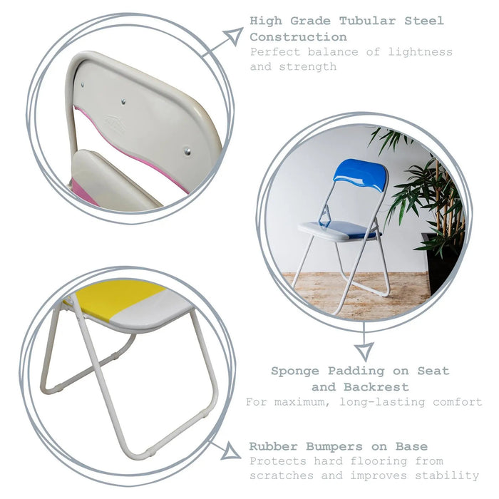 Grey Wave Padded Folding Chair