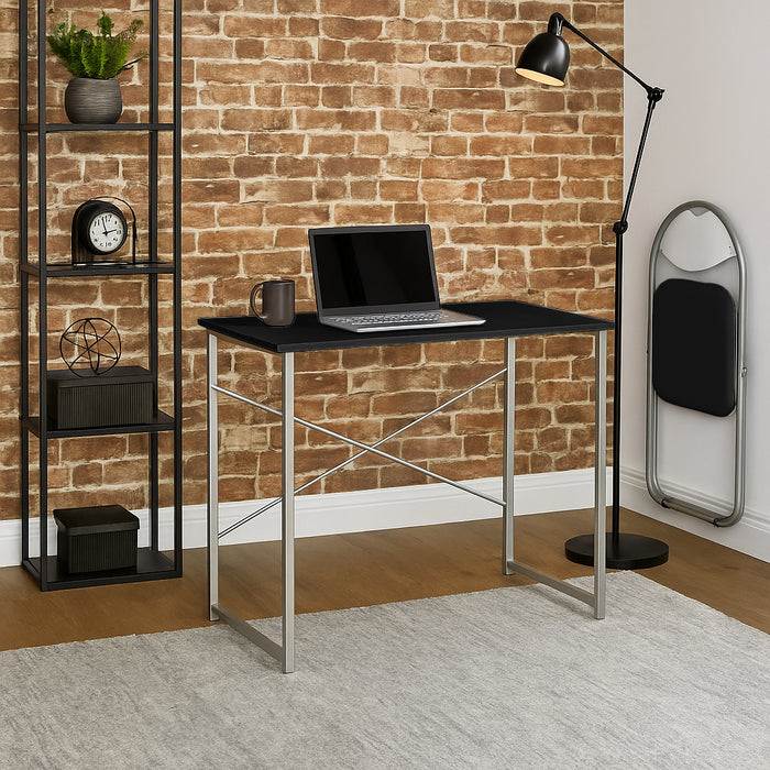 Industrial Office Desk - Black & Silver