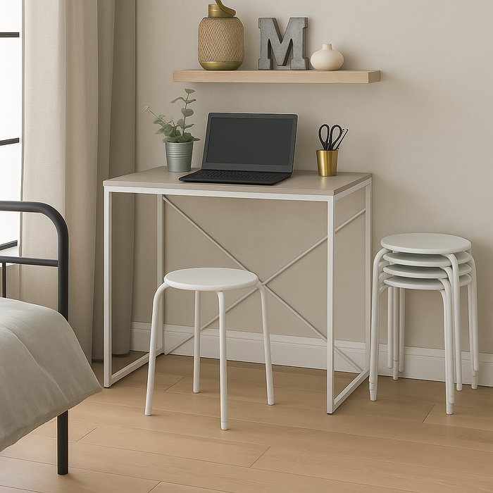 Matt White Metal Stacking Stool