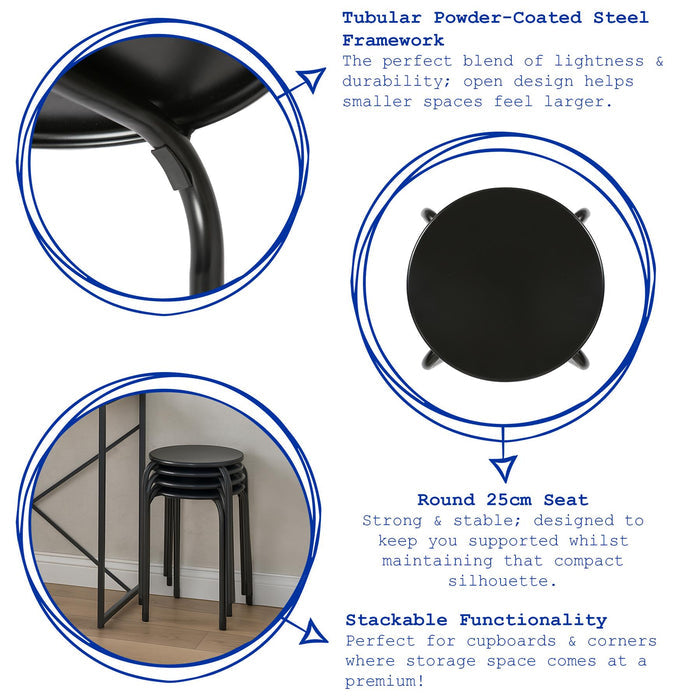 Matt White Metal Stacking Stool