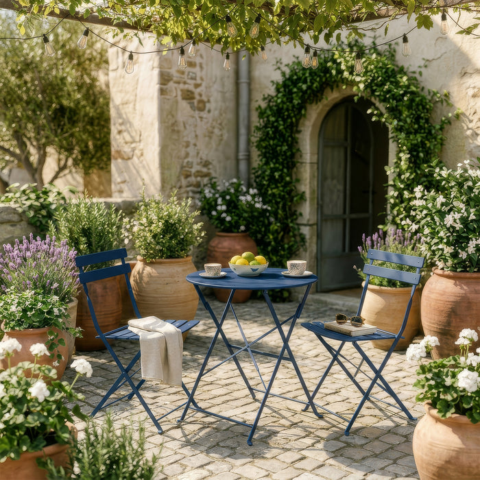 Navy Two-Seater Round Bistro Set