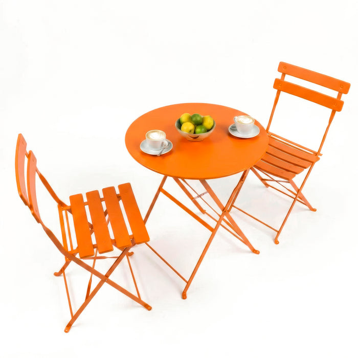 Orange Two-Seater Round Bistro Set
