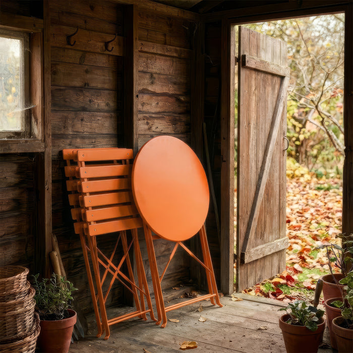 Orange Two-Seater Round Bistro Set
