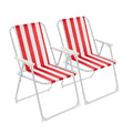 Red & White Folding Metal Beach Chairs - Pack of Two