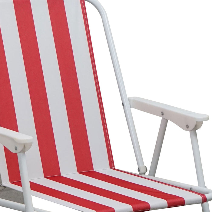 Red & White Folding Metal Beach Chairs - Pack of Two