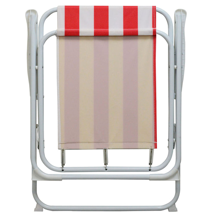 Red & White Folding Metal Beach Chairs - Pack of Two