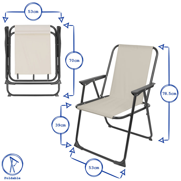 Red & White Folding Metal Beach Chairs - Pack of Two