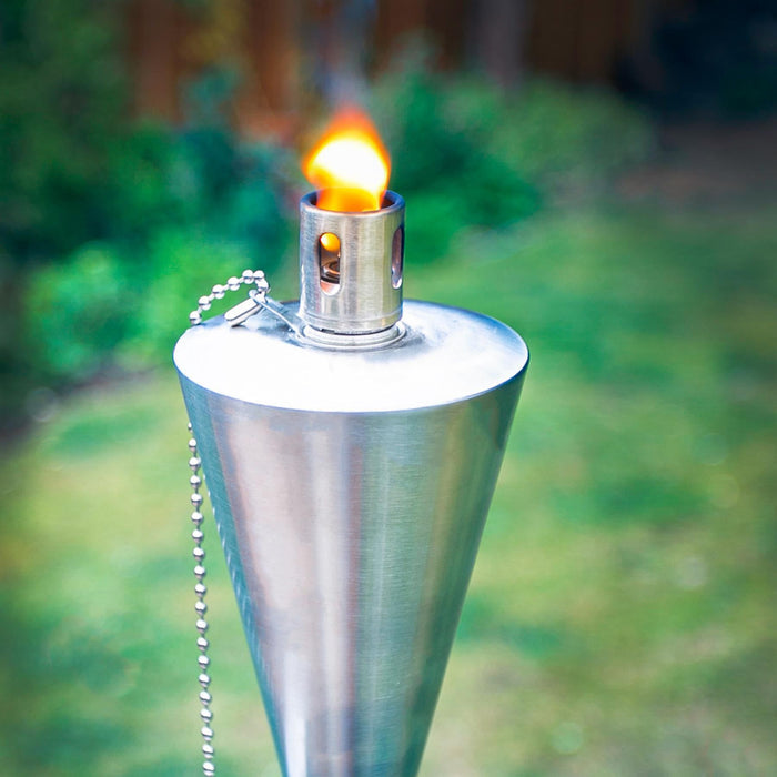 Silver 1.46m Stainless Steel Cone Garden Torches - Pack of 2