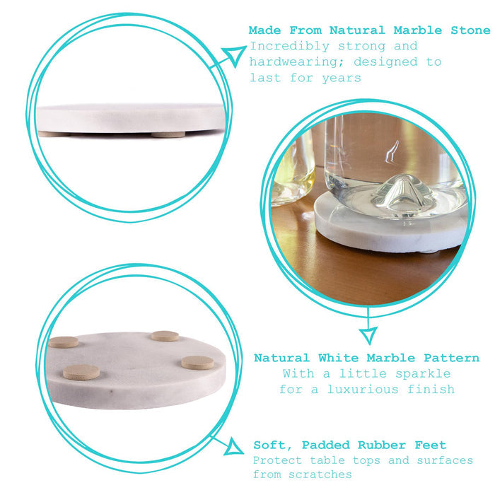 White Round Marble Coasters - Pack of 6