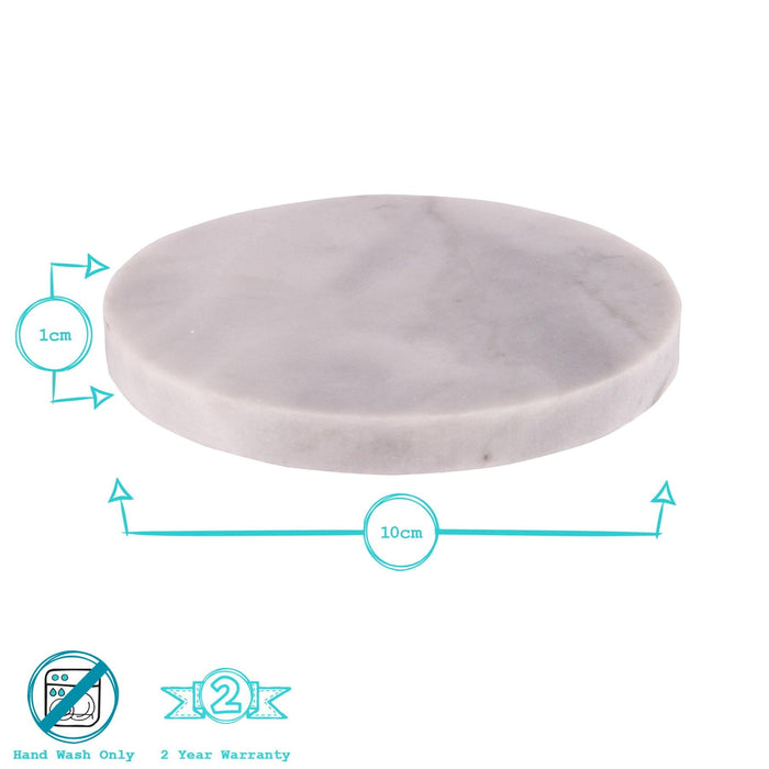 White Round Marble Coasters - Pack of 6