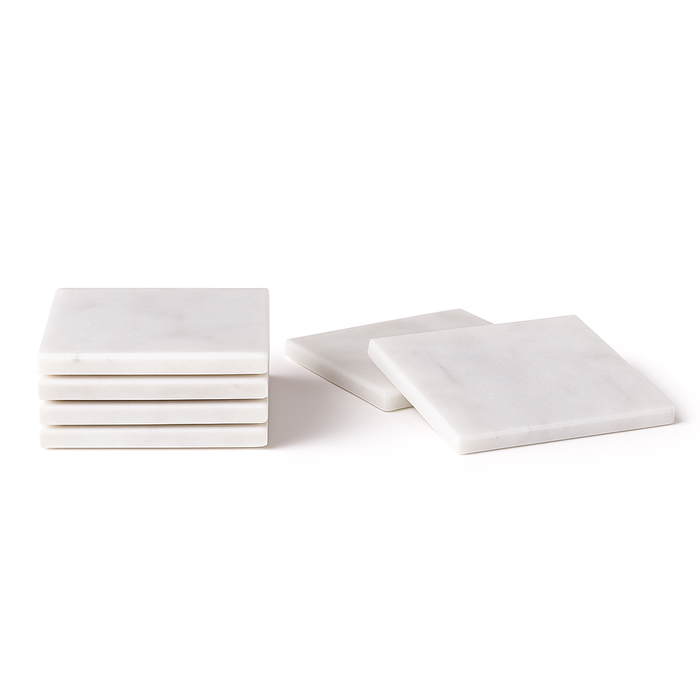 White Square Marble Coasters - Pack of 6