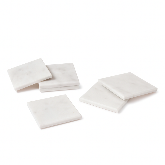 White Square Marble Coasters - Pack of 6